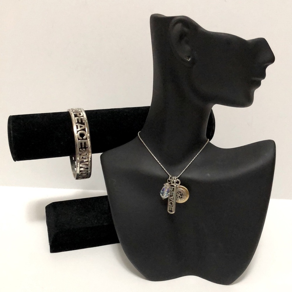 Brighton necklace “Peace” gold & silver tones & world peace bangle